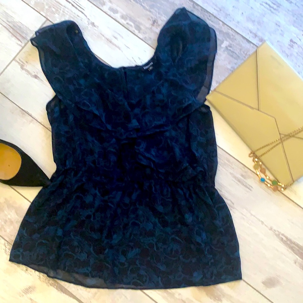 (2 for $15) Express Navy/Black Silk Top 👚